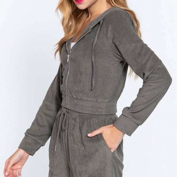 Hoodie Terry Towelling Jacket - Picture 4 of 5